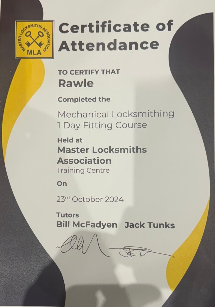 Locksmith Certificate 1