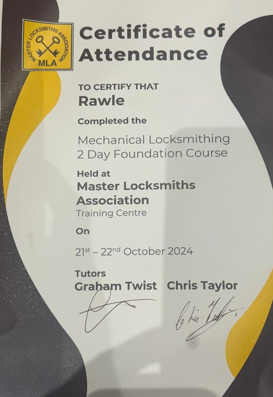 Locksmith Certificate 2